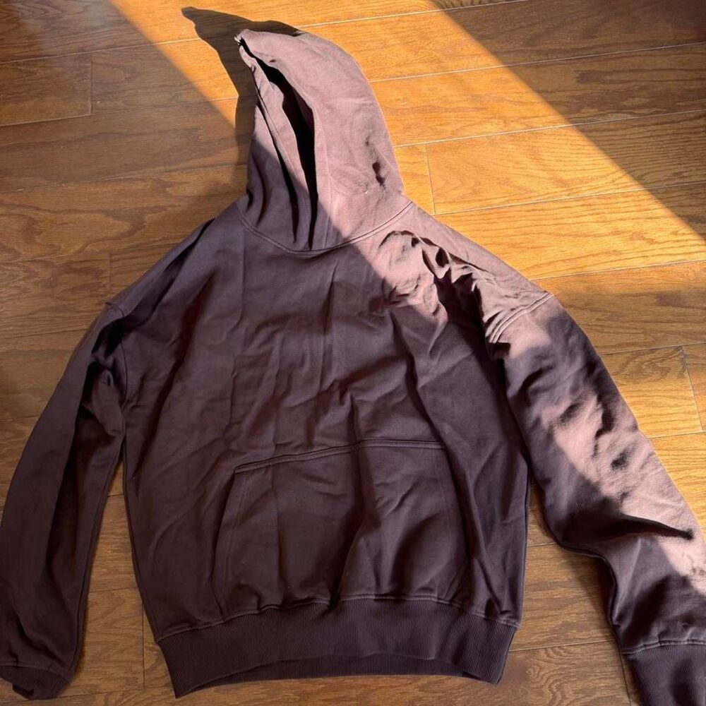 Hours Men's Brown and Burgundy Hoodie